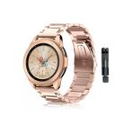 Huawei Watch GT 3 Pro ile Uyumlu 22 mm Klasik Çelik Kordon Paslanmaz Kayış Rose Gold