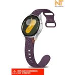 Huawei Watch Gt-Gt2-Gt3 42MM Elegant 20MM Uyumlu 5d Leopar Desenli Silikon Kordon - Mor