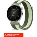 Huawei Watch Gt / Gt2 / Gt3 Elegant 42MM Uyumlu Hasır Örgü Spor Cırtlı Pratik Naylon Kordon 20MM - Yeşil