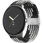 Huawei Watch GT GT2 GT3 GT4 GT5 42mm/Honor Magic 2 Kordon Metal Klipsli Flexi Örgü - Siyah-Gri - Huw 20mm
