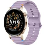 Huawei Watch Gt2 Gt3 42Mm İle Uyumlu Dalga Desenli Tokalı Yumusaş Soft Silikon Kordon Lila