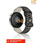 Huawei Watch Gt4 / Gt5 / Gt6 41mm Uyumlu Leopar Desenli Silikon Kordon 18mm - Huawei Watch Gt4 / Gt5 41mm - Siyah - Bej