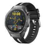 Huawei Watch Gt5 Pro 46Mm İle Uyumlu Sportstripe Örgü Desen Metal Tokalı Silikon Akıllı Saat Kordonu Siyah