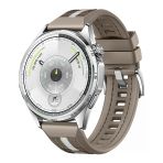 Huawei Watch Gt6 46Mm İle Uyumlu Sportstripe Örgü Desen Metal Tokalı Silikon Akıllı Saat Kordonu Kahverengi