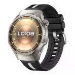 Huawei Watch Gt6 Pro 46Mm İle Uyumlu Sportstripe Örgü Desen Metal Tokalı Silikon Akıllı Saat Kordonu Siyah