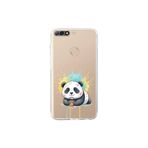 Huawei Y7 2018 ile Uyumlu Splash Panda Tasarımlı Şeffaf Silikon Kılıf