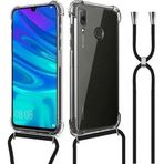 Huawei Y7 2019 Askılı İpli Şeffaf Tank Kılıf Siyah