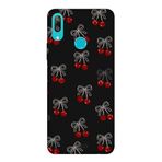 Huawei Y7 2019 İle Uyumlu Siyah Cherry Desenli Silikon Kılıf