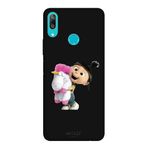 Huawei Y7 2019 İle Uyumlu Siyah Fluffy Hug Desenli Silikon Kılıf