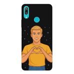 Huawei Y7 2019 İle Uyumlu Siyah Golden Heart Desenli Silikon Kılıf