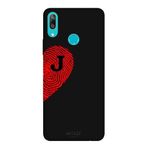 Huawei Y7 2019 İle Uyumlu Siyah J Harfli Touch of Love Desenli Silikon Kılıf