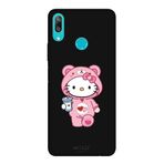 Huawei Y7 2019 İle Uyumlu Siyah Kitty Sip Desenli Silikon Kılıf