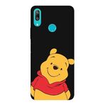 Huawei Y7 2019 İle Uyumlu Siyah Pooh Smile Desenli Silikon Kılıf