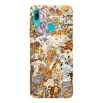 Huawei Y7 2019 İle Uyumlu Siyah Pooh Vintage Desenli Silikon Kılıf