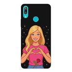 Huawei Y7 2019 İle Uyumlu Siyah Rose Heart Desenli Silikon Kılıf
