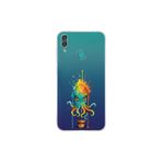 Huawei Y7 2019 ile uyumlu Splash ahtapot tasarımlı şeffaf silikon kılıf