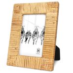 HUAXIN CRAFT H Rattan 4x6 Resim Çerçevesi, Fotoğraf Çerçevesi Cany Stand Masa Üstü Rustik Masa, Yüksek Çözünürlüklü Galss (4x6)