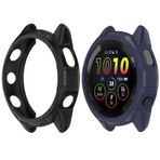 HUAYUWA 2 Paket Yumuşak TPU Kılıf Kapak (Siyah+Mavi) Garmin Forerunner 265S Koşu Akıllı Saat Koruyucu Kılıf Forerunner 265S Watch Shell Aksesuarları için tasarlanmıştır (Forerunner 265 için DEĞİLDİR)
