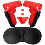 HUAYUWA Yumuşak Silikon VR Dokunmatik Kumanda Kavrama Kapağı Seti Oculus Quest 2 için Uygun, 2 El Kayışlı 2 Kol Kapağı + 1 Burun Pedi + 1 Lens Toz Kapağı (Kırmızı)