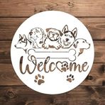 hubangzhu Yeniden Kullanılabilir Köpek Temalı Hoş Geldiniz Duvar Şablonları Şablon Yeniden Kullanılabilir Sprey Boya Şablonları Ahşap El Sanatları Tuval Duvarlar Ahşap Mobilya Süslemeleri Kendin Yap