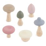 Hudson Baby Infant and Toddler 6pc Wood and Silicone Mushroom Toy Set, Light, One Size