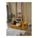 Huga Metal Relax 90x200 cm Dinlenme Koltuğu Yatak Olabilen Kanepe Rahat Kanepe Fitilli Kadife - Hardal