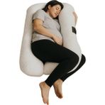 Huggle 5 Bölge Destekli Antibakteriyel Lucanta Yatak Kumaşlı Hamile Yastığı - 80 x 120 cm - Beyaz