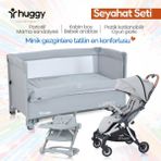 Huggy 3 In 1 Yeni Doğan Seti Kabin Boy Bebek Arabası + Oyun Parkı + Mama Sandalyesi - Gri