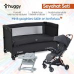 Huggy 3 In 1 Yeni Doğan Seti Kabin Boy Bebek Arabası + Oyun Parkı + Mama Sandalyesi - Siyah