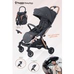 Huggy Easy Go Kabin Boy Hafif ve Portatif Otomatik Katlanır Bebek Arabası Siyah