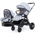 Huggy Mate 5 in 1 Extra Parlak Çift Yönlü Gri Travel Bebek Arabası