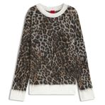 HUGO Bisiklet Yaka Leopar Desenli Kazak, L, 5003335785, Kahve, Kadın