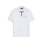 HUGO Erkek Dalomino polo tişört, pamuk pike, kontrast logolu, Beyaz 100., L
