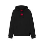 HUGO Erkek Daratschi214 kapüşonlu sweatshirt, pamuk terry malzemeden, kırmızı logo etiketli, siyah 1, M