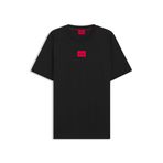 HUGO Erkek Diragolino212 Regular Fit tişört, pamuktan kırmızı logo etiketli, siyah 1, XL