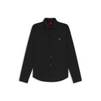 HUGO Erkek Ermo Slim-Fit gömlek, streç pamuk, Stack logolu, siyah 1, S