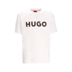 HUGO Normal Kalıp%100 Pamuklu Dokulu Logo Desenli Kısa Kollu T-Shirt, M, 50542737, Beyaz, Erkek
