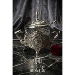 HUH Hac & Umre Hediyelik Kapaklı ve Kaşıklı Metal Şekerlik | Lüks Kapaklı Kaşıklı Dekoratif Cam Şekerlik | Dekoratif Lokumluk İkramlık Seti