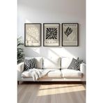 Huhuli Ahşap Siyah Çerçeveli 3 Parça Set Tablo Soyut Tema 35 x 50 cm Renkli Malzeme