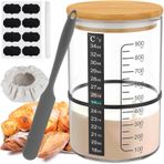 HuhWafee Ekşi Maya Başlangıç Seti 900 ml, Ahşap Kapaklı Silikon Spatula, Termometre Kağıdı, Bahçıvan Bezi, Sourdough Başlangıç Kiti Yeniden Kullanılabilir Ekşi Maya Aksesuarı Maya Fermantasyonu için