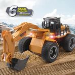 Huına 1530 1/18 2.4 GHZ Kumanda Işıklı 6 Kanal RC Uzaktan Kumandalı RC Ekskavatör Kepçe Kazıcı İş Makinası
