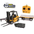 Huına 1576 1/10 2.4 GHZ 10 Kanal Full Fonksiyon Sesli Işıklı RC Dorseli Forklift Uzaktan Kumandalı Metal Iş Makinası