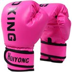 HUINING Çocuk Boks Eldivenleri, Çocuk Antrenman Eldivenleri Delgeç Eldivenleri MMA Eldiven PU Çizgi Film Dövüş Dajn Antrenman Eldivenleri, 170 gr, 5-12 Yaş için (Boks Pembesi)