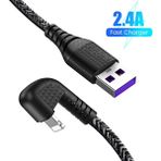 Huizongxu 1/2/3m 180 Derece USB Şarj Aleti Kablosu iPhone 13 12 11 Pro Max Xs Xr x 8 7 6 iPad 2A Hızlı Şarj Telefon Veri Kablo Tel Kablosu (Yurt Dışından) - Siyah