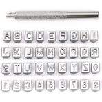 Huizongxu Büyük Harfler ve Sayılar Damga Seti, 1/4 Inç / 6mm Alfabe Damga Alet Takımı Deri El Sanatları Damgalama Araçları (6.5mm - 36 Adet) (Yurt Dışından)