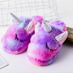 Huizongxu Çocuklar Peluş Terlik Kapalı Yumuşak Rahat Terlik Erkek Kız Sevimli Ayakkabı Çocuk Unicorn Kış Sıcak Hayvan Ev Ayakkabıları (Yurt Dışından) - NA