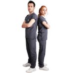 hultabs BS Uniforma V Yaka Üst ve Alt Pantolon Unisex Medikal Doktor-Hemşire-Veteriner-Diş Hekimi Üniforması Medical Scrubs Cerrahi Alt Üst Takım Beyaz,Yeşil,Lacivert,Mavi,Gri,Füme (Füme, S)