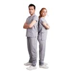 hultabs BS Uniforma V Yaka Üst ve Alt Pantolon Unisex Medikal Doktor-Hemşire-Veteriner-Diş Hekimi Üniforması Medical Scrubs Cerrahi Alt Üst Takım Beyaz,Yeşil,Lacivert,Mavi,Gri,Füme (Gri, XS)