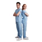 hultabs BS Uniforma V Yaka Üst ve Alt Pantolon Unisex Medikal Doktor-Hemşire-Veteriner-Diş Hekimi Üniforması Medical Scrubs Cerrahi Alt Üst Takım Beyaz,Yeşil,Lacivert,Mavi,Gri,Füme (Mavi, XS)