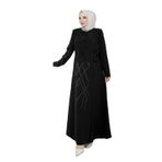HÜLYA KADIN YENİ SEZON YANDAN BAĞLAMALI PETEK KUMAŞ TAŞLI ABİYE FERACE SİYAH 46